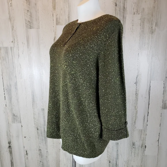 CJ Banks Olive Textured Knit Sweater 3X - Picture 3 of 9